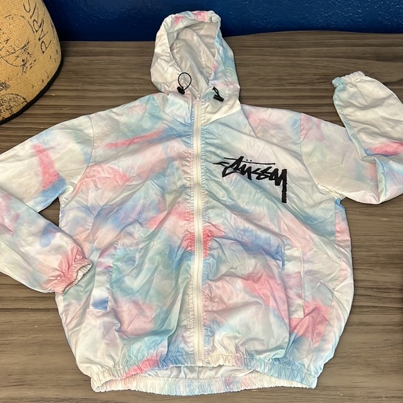 STUSSY Y2K COTTON CANDY TIE DIE ZIP UP WINDBREAKER UNISEX - Picture 1 of 12